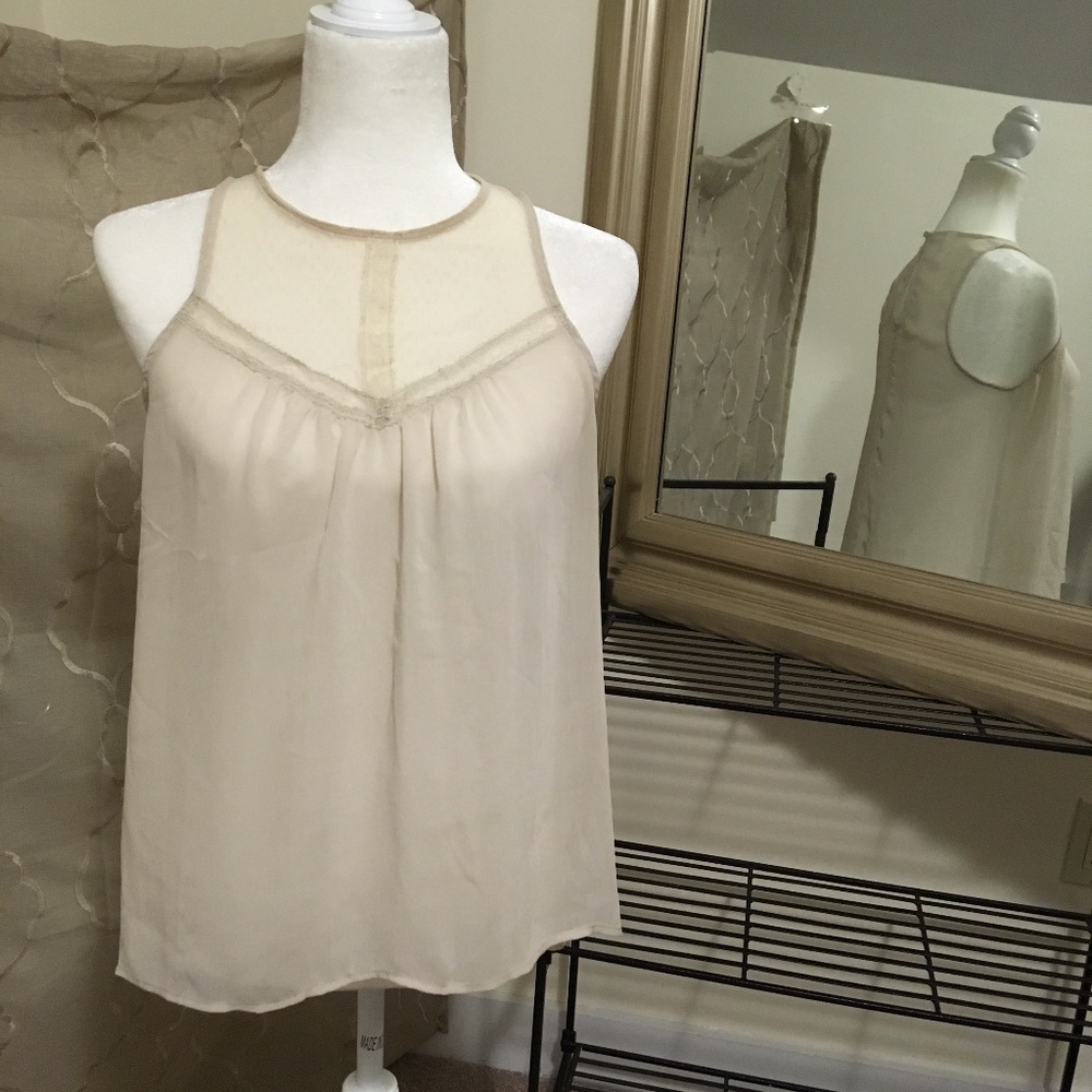 Xhilaration White Lace Sleeveless Blouse Sheer XS